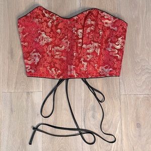 Vintage Victoria’s Secret Red Asian Inspired Print Corset Size Small